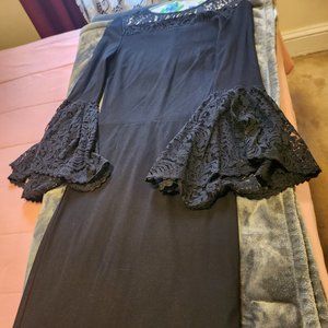 Black dress with lace bell sleeve (by Auqua, size M)